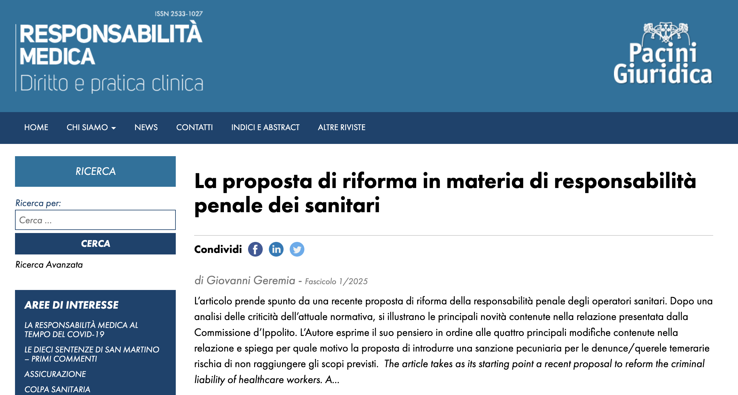 Proposta di Legge Ciocchetti-Ciancitto: analisi critica sulla responsabilità penale sanitaria